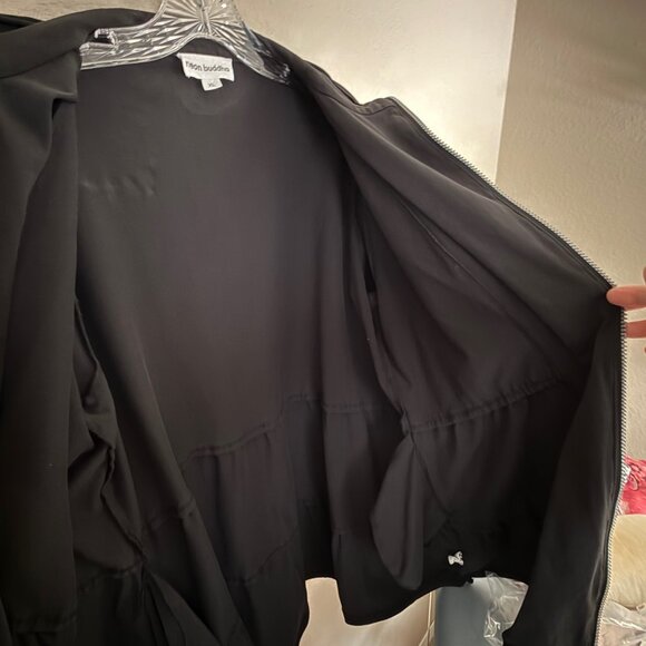 Neon Buddha Long Black Ruffle Jacket – Warm Knit, Zipper Front, Size XL - Picture 9 of 12